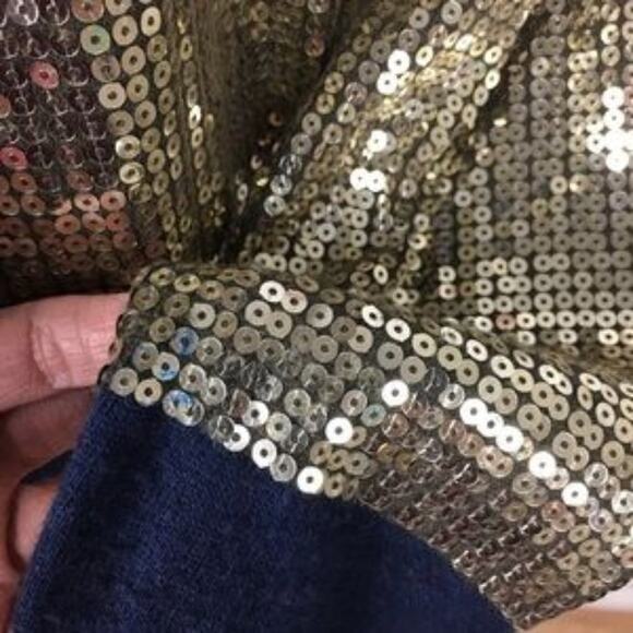 Fate Brown & Navy Wool Blend Sequined Sweater Large - Picture 6 of 8